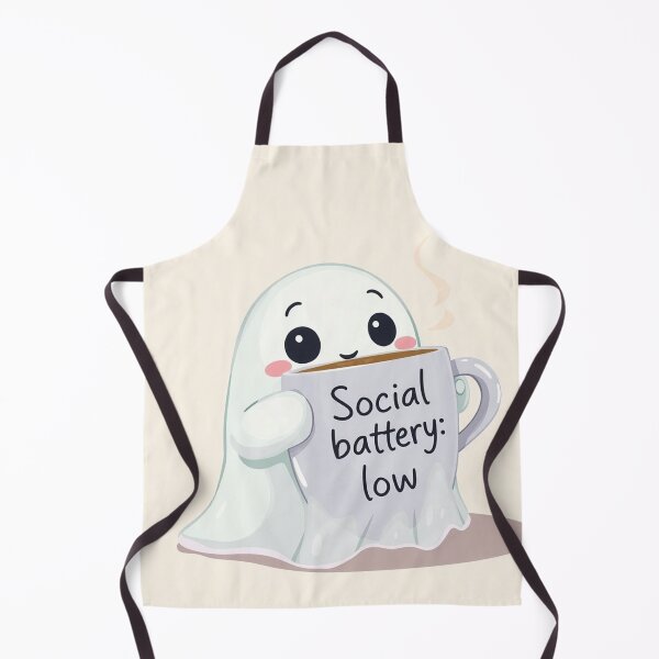 Item preview, Cute Ghost Social Battery Low Introvert Humor designed and sold by IntelliMindDesigns.
