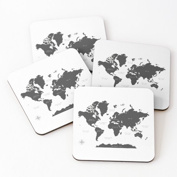 Item preview, World Map - Black and White designed and sold by Those Pencil Shavings.