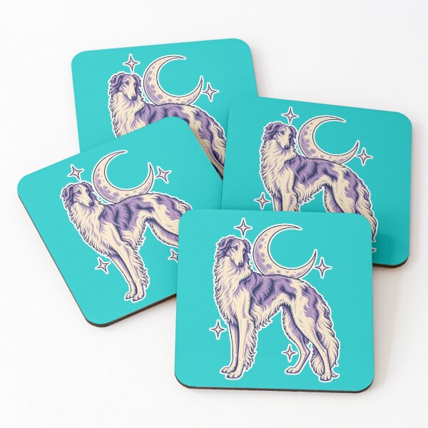 Item preview, Celestial Borzoi with Crescent Moon – Vintage Mystical Dog Art designed and sold by Jaani-T.