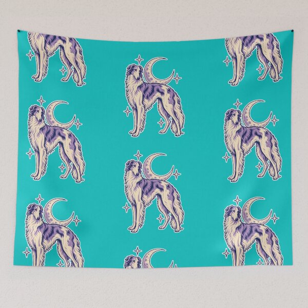 Item preview, Celestial Borzoi with Crescent Moon – Vintage Mystical Dog Art designed and sold by Jaani-T.
