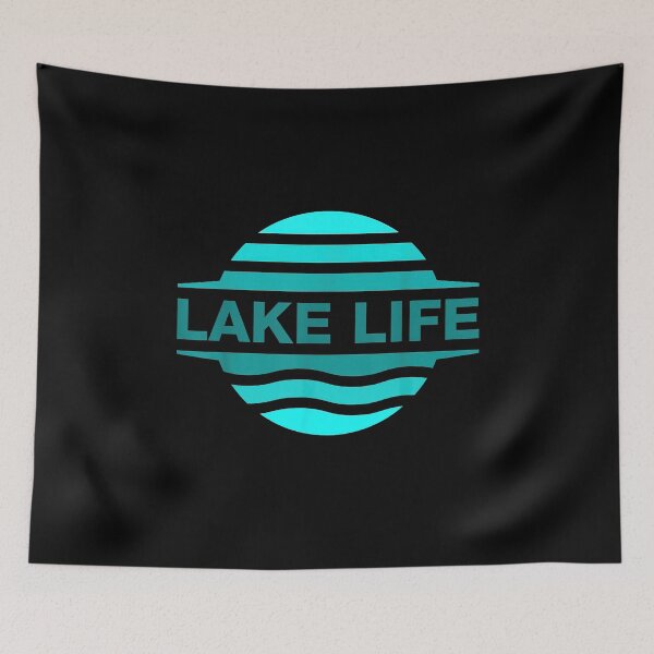 Item preview, Life Is Better By The Lake Pontoon Boat Retro Lake Life Design designed and sold by Suzyshackfelt.
