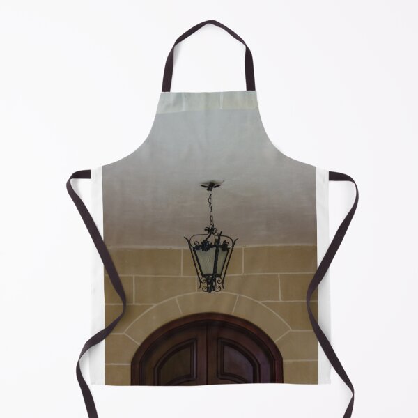 Item preview, Elegant Black Hanging Lantern Over Arched Wooden Door in Warm Beige Stone Interior designed and sold by Nmallia.