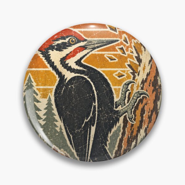 Item preview, Woodpecker on the Old Pine Trunk Wild Animal Sun Faded Retro Art designed and sold by VisualArtsOasis.