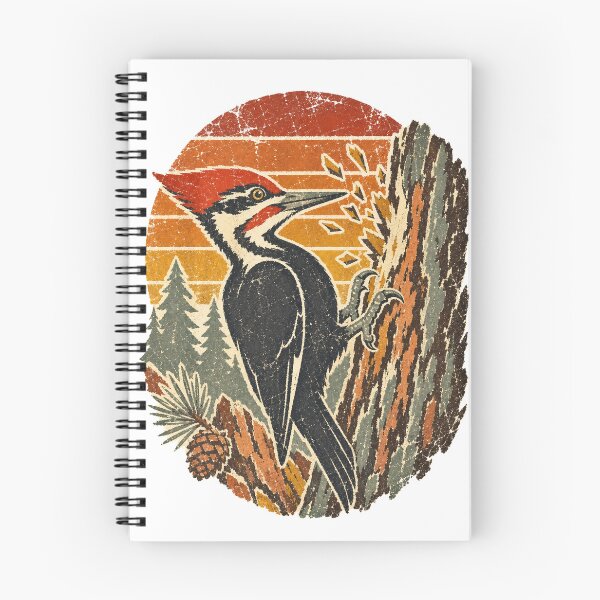 Item preview, Woodpecker on the Old Pine Trunk Wild Animal Sun Faded Retro Art designed and sold by VisualArtsOasis.