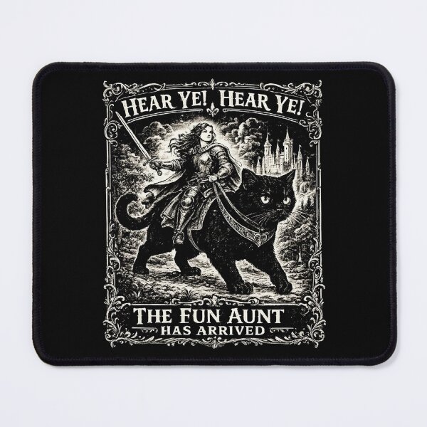 Item preview, Aunt Knight Riding Black Cat Medieval Hear Ye Fun Aunt Has Arrived designed and sold by AishaOneLove.