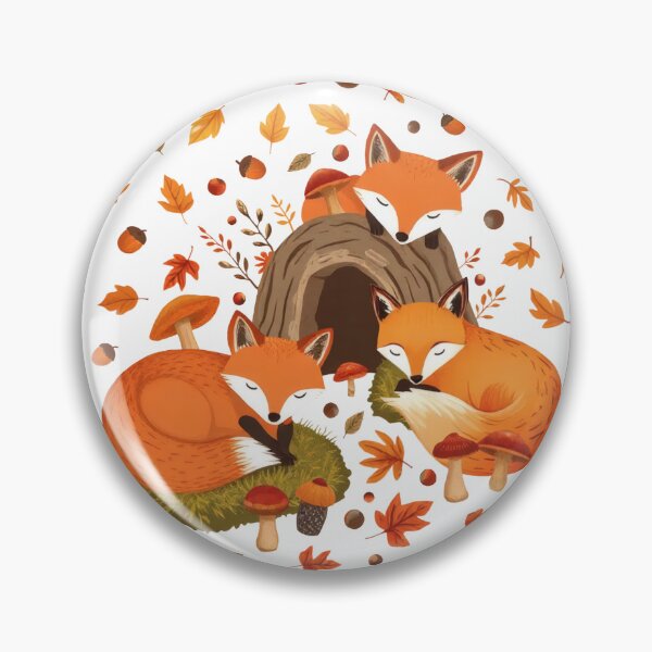 Item preview, Cozy Sleeping Foxes in Autumn | White Background | Fox Art designed and sold by UnhingedBird.
