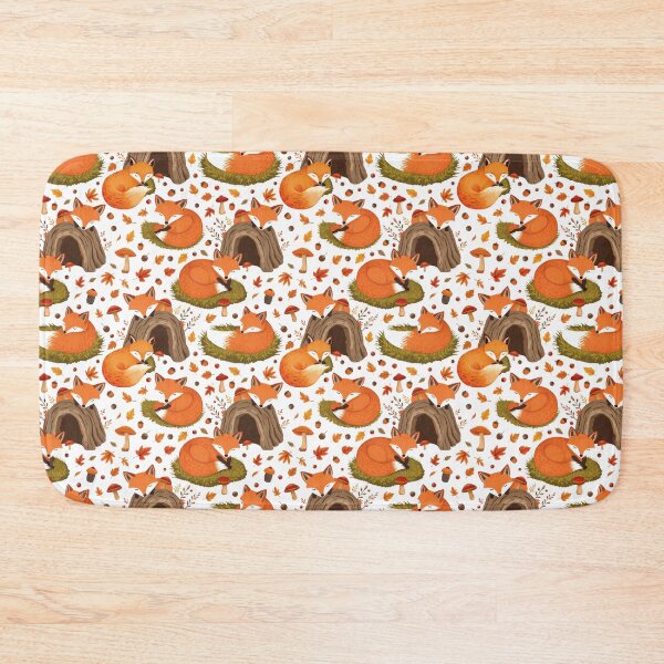 Item preview, Cozy Sleeping Foxes in Autumn | White Background | Fox Art designed and sold by UnhingedBird.