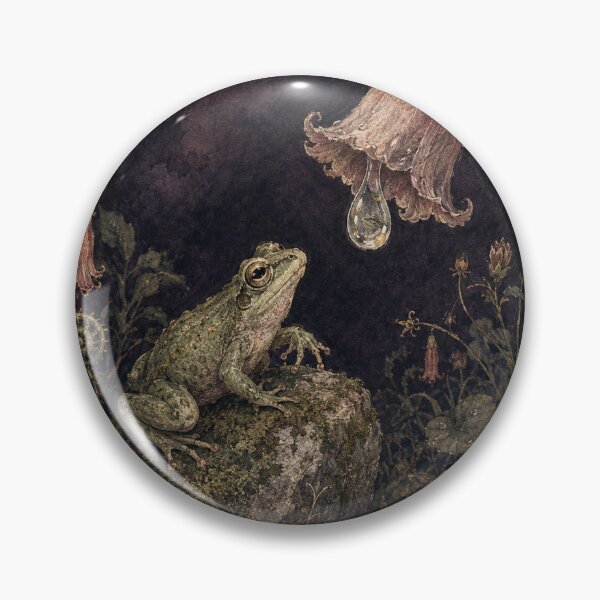 Item preview, Curious Frog Among Bellflowers – Gothic Illustration designed and sold by Noctifolia Field Journal.