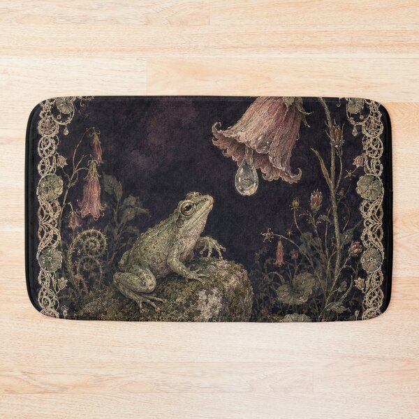 Item preview, Curious Frog Among Bellflowers – Gothic Illustration designed and sold by Noctifolia Field Journal.