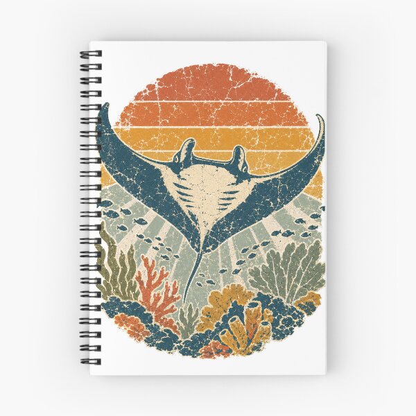 Item preview, Manta Ray over the Open Reef Wild Animal Sun Faded Retro Art designed and sold by VisualArtsOasis.