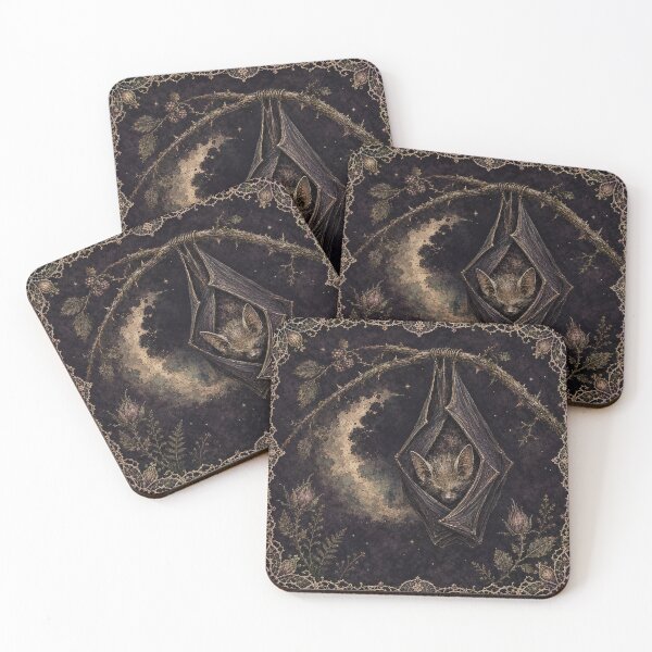 Item preview, Sleeping Bat Among Brambles – Dark Botanical designed and sold by Noctifolia Field Journal.