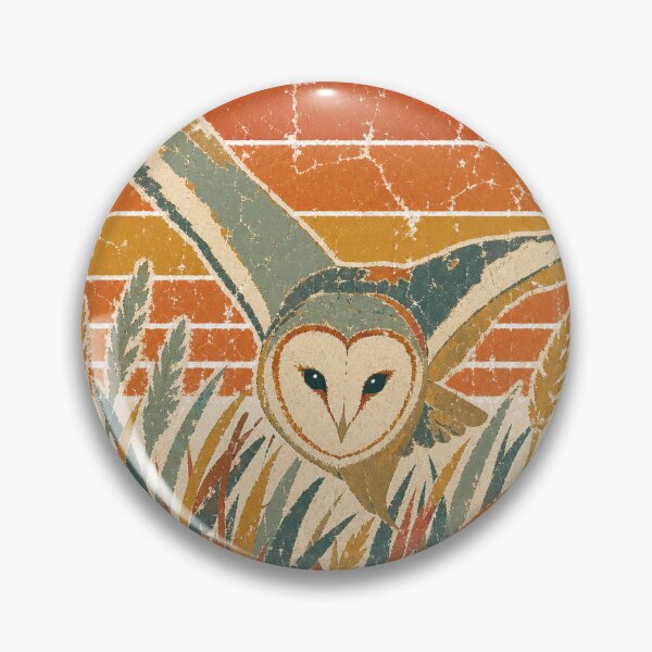 Item preview, Barn Owl over the Night Meadow Wild Animal Sun Faded Retro Art designed and sold by VisualArtsOasis.
