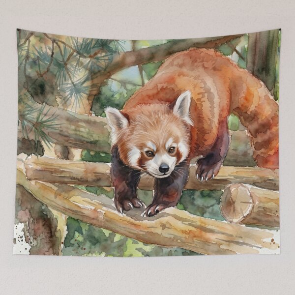 Item preview, Red Panda on Branch — Watercolor Wildlife Art  designed and sold by M.ALK.Watercolor.