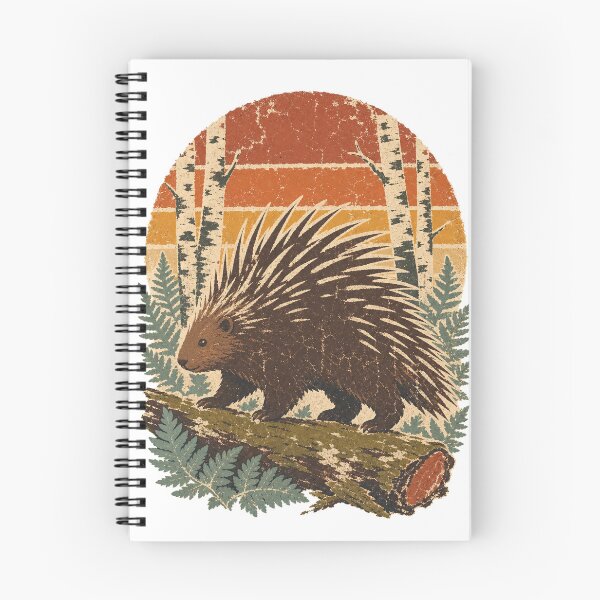 Item preview, Porcupine in the Birch Woods Wild Animal Sun Faded Retro Art designed and sold by VisualArtsOasis.