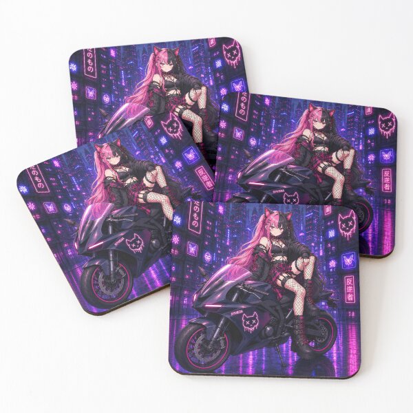 Item preview, Cyberpunk Neko Biker Girl – Neon Anime designed and sold by Revyra Design .