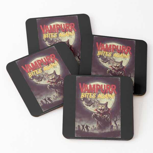 Item preview, Vampurr Bites Again Funny Cat Halloween Cat Vintage Poster designed and sold by Redgiant87x.