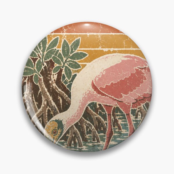 Item preview, Spoonbill in the Mangrove Shallows Wild Animal Sun Faded Retro Art designed and sold by VisualArtsOasis.