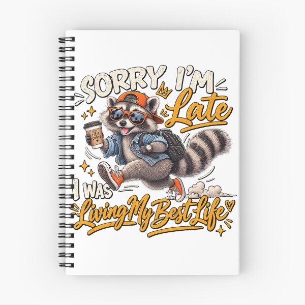 Item preview, Funny Raccoon Sorry I'm Late Coffee Lover Retro Design designed and sold by CreativeNest Prints.