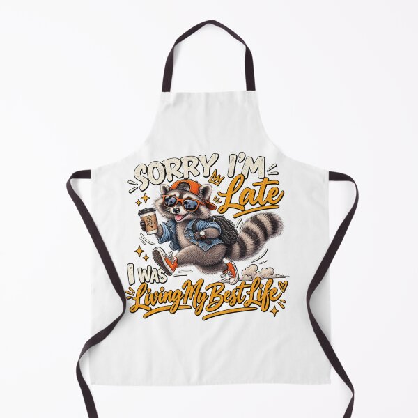Item preview, Funny Raccoon Sorry I'm Late Coffee Lover Retro Design designed and sold by CreativeNest Prints.