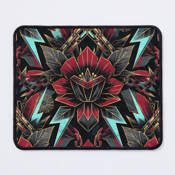 Item preview, Gothic Red Teal Lightning Chain Floral Pattern designed and sold by ZhivanCrimson.