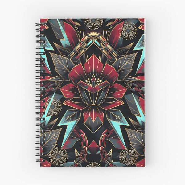 Item preview, Gothic Red Teal Lightning Chain Floral Pattern designed and sold by ZhivanCrimson.