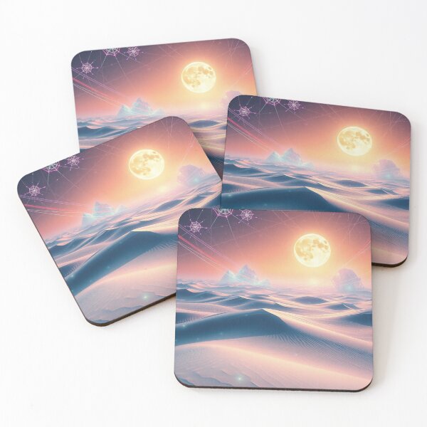 Item preview, Surreal Desert Landscape With Glowing Moon Sunset designed and sold by IntelliMindDesigns.