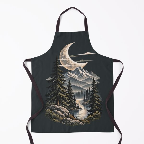 Item preview, Crescent Moon Mountain Lake Vintage Wilderness designed and sold by BROHLine Studio.
