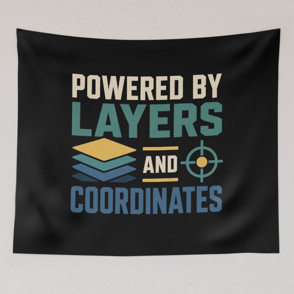 Item preview, Powered By Layers And Coordinates Funny GIS Analyst Gift designed and sold by DreamLayerStudio.