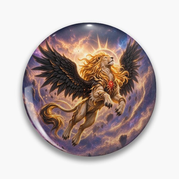 Item preview, Celestial Winged Lion Ascending Through Black Ink designed and sold by AcruxUltra.