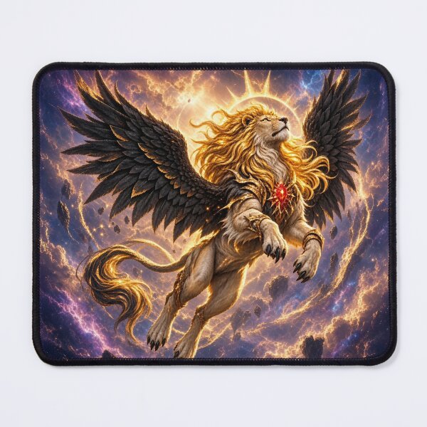 Item preview, Celestial Winged Lion Ascending Through Black Ink designed and sold by AcruxUltra.