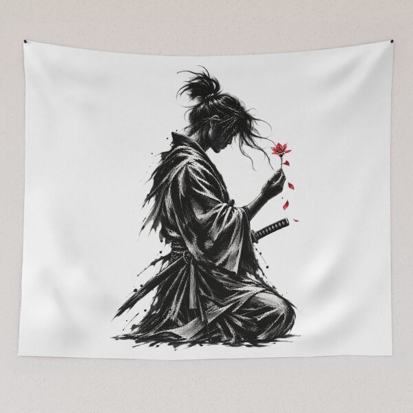 Item preview, The Flower Within – Lone Ronin Samurai Ink Art designed and sold by AP_1979.