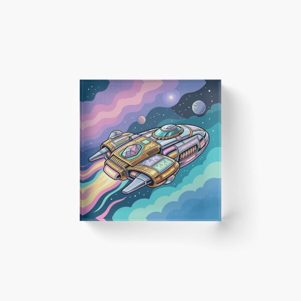 Item preview, Neon spaceship – Futuristic Space Adventure Illustration designed and sold by Dogandesighn.