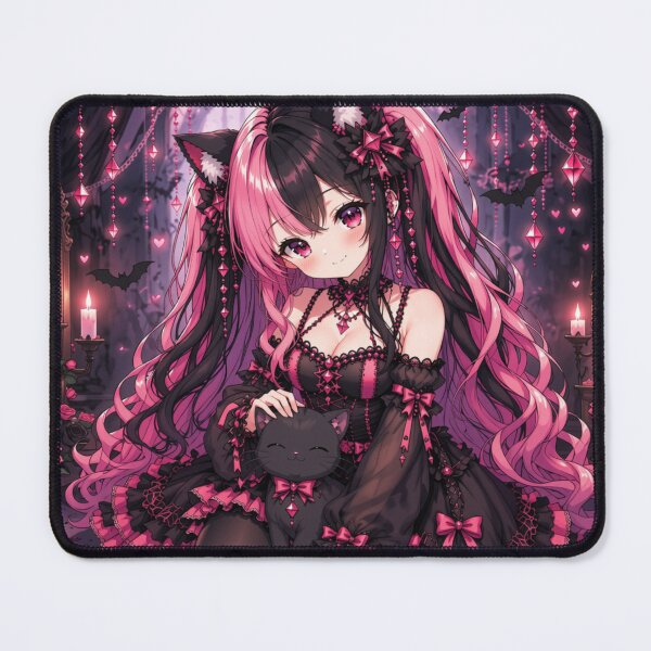 Item preview, Gothic Neko Girl & Black Cat – Cute Dark Anime designed and sold by Revyra Design .