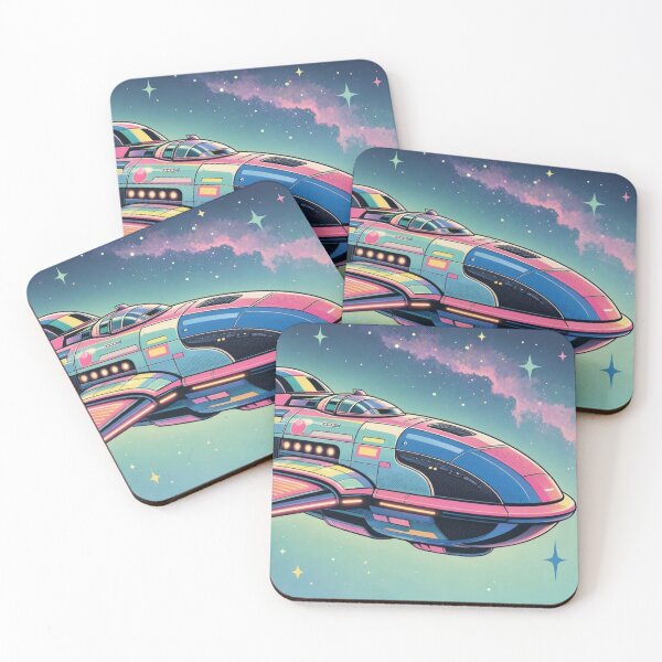 Item preview, Retro Futuristic Spaceship – Neon Cosmic Illustration designed and sold by Dogandesighn.