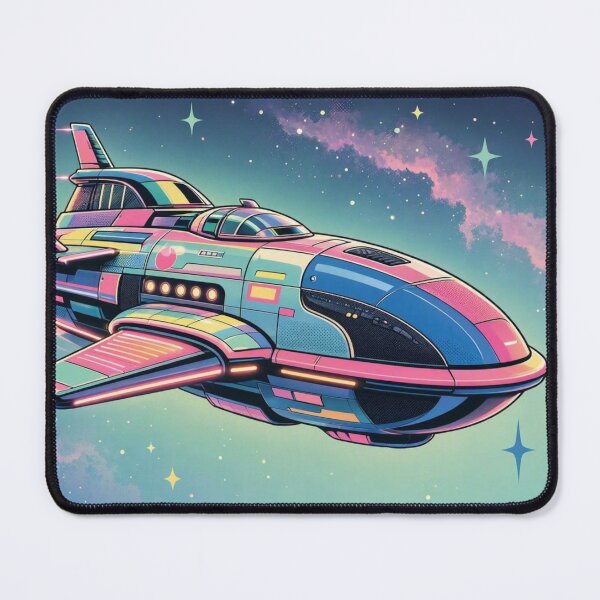 Item preview, Retro Futuristic Spaceship – Neon Cosmic Illustration designed and sold by Dogandesighn.