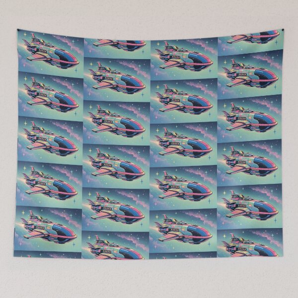 Item preview, Retro Futuristic Spaceship – Neon Cosmic Illustration designed and sold by Dogandesighn.