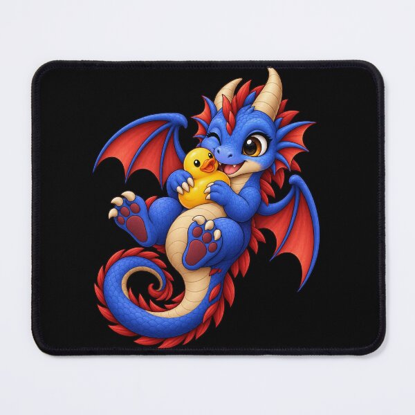 Item preview, Blue Baby Dragon Hugging a Rubber Duck designed and sold by Hatchling Hollow.