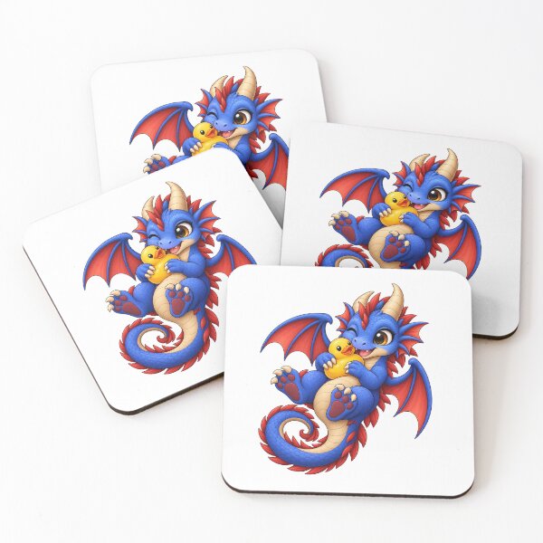 Item preview, Blue Baby Dragon Hugging a Rubber Duck designed and sold by Hatchling Hollow.