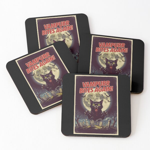 Item preview, Vampurr Bites Again Funny Cat Horror Halloween Poster designed and sold by Redgiant87x.