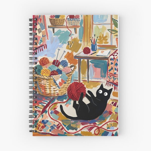 Item preview, Playful Black Cat Unraveling Red Yarn Matisse Style Wall Art designed and sold by DuckOddity.