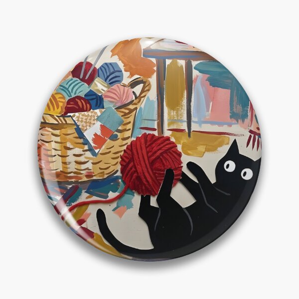 Item preview, Playful Black Cat Unraveling Red Yarn Matisse Style Wall Art designed and sold by DuckOddity.