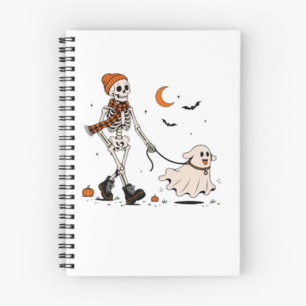 Item preview, Cute Skeleton Walking Ghost Halloween Design | Spooky Season Skeleton & Ghost Pet designed and sold by INKPOPTOURI.