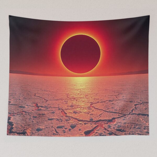 Item preview, Dramatic Solar Eclipse Over Desert Cracked Earth designed and sold by IntelliMindDesigns.