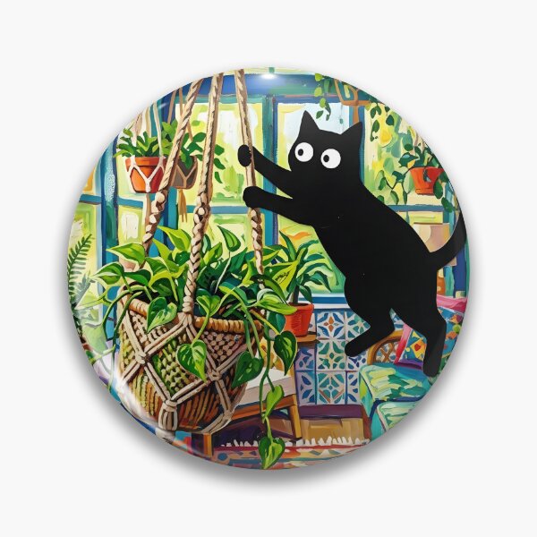 Item preview, Naughty Black Cat Swinging on Hanging Plant Matisse Style Poster designed and sold by DuckOddity.