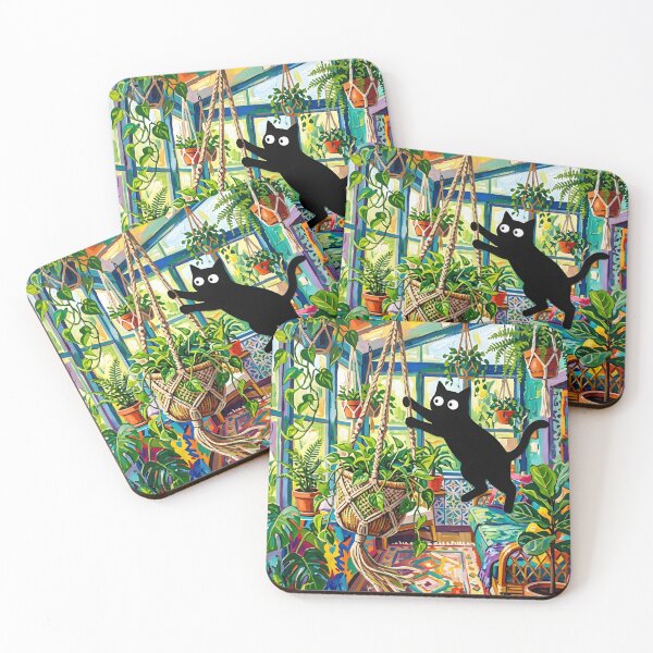 Item preview, Naughty Black Cat Swinging on Hanging Plant Matisse Style Poster designed and sold by DuckOddity.