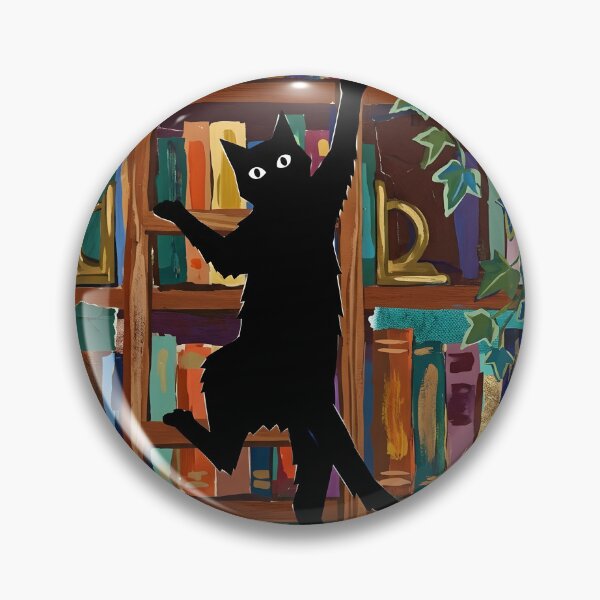 Item preview, Bookish Black Cat Climbing Bookshelf Matisse Style Print designed and sold by DuckOddity.