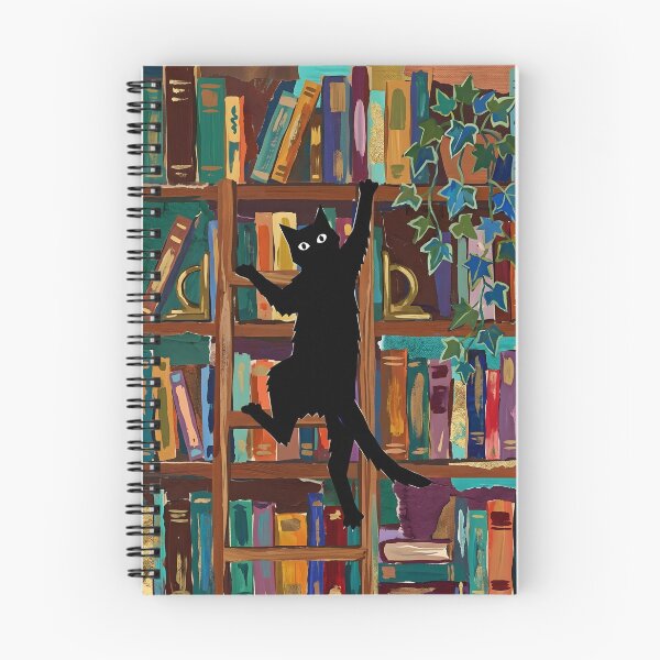 Item preview, Bookish Black Cat Climbing Bookshelf Matisse Style Print designed and sold by DuckOddity.