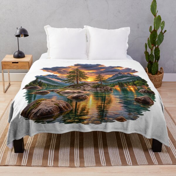 Item preview, Epic Mountain Lake Storm Landscape – Dramatic Lightning Wilderness Art designed and sold by HoMya.