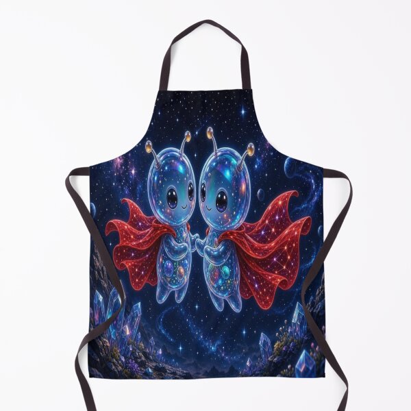 Item preview, Cosmic Love - Cute Space Aliens Holding Hands Artwork designed and sold by Breezes-of-Ida.
