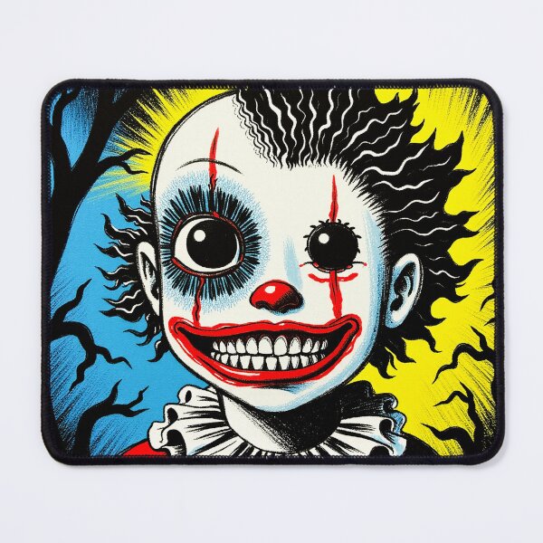 Item preview, Creepy Cute Clown Child with a Scary Wide Smile – Spooky Cute Grunge Art designed and sold by QQQueen.